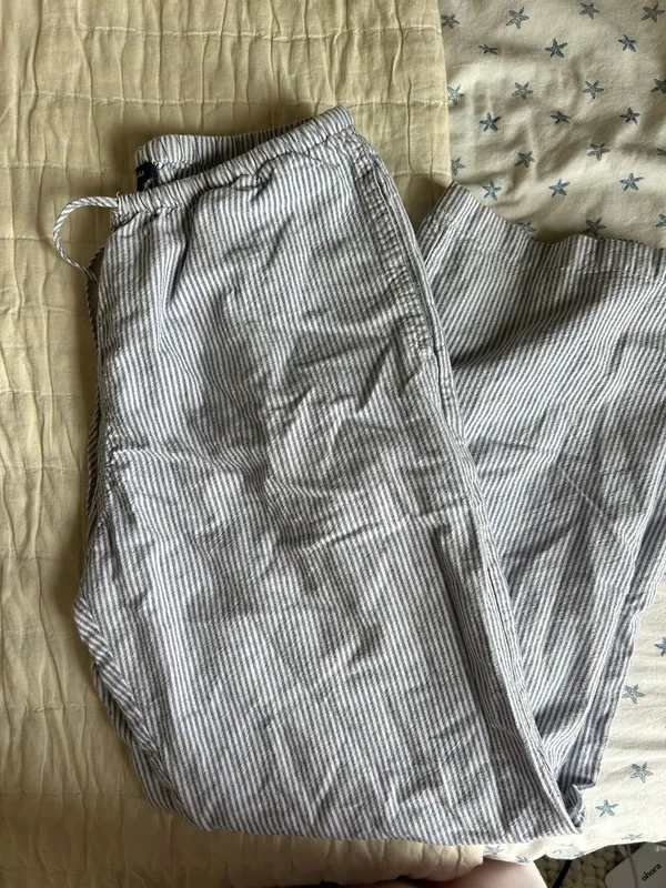 Brandy Melville Linen Pants Striped Blue Anastasia - Image 3