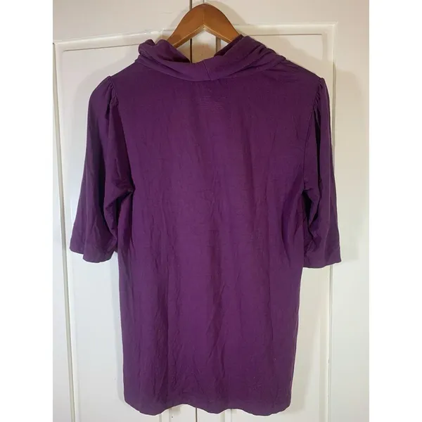 April Cornell Cottagecore Turtleneck Top Womens XXS Pink Knit Short Sleeve‎ Puff - Image 4