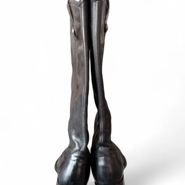 NWT Frye Melissa Button Back Zip Black Leather Riding Boots Women’s Size 8 - Image 3
