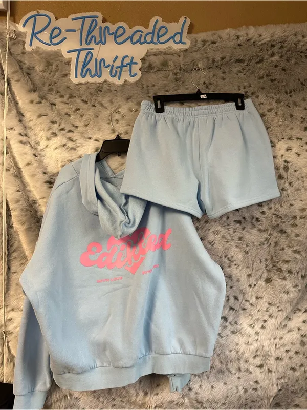 578. Edikted 2pc set hoodie shorts m/l nwot - Image 2