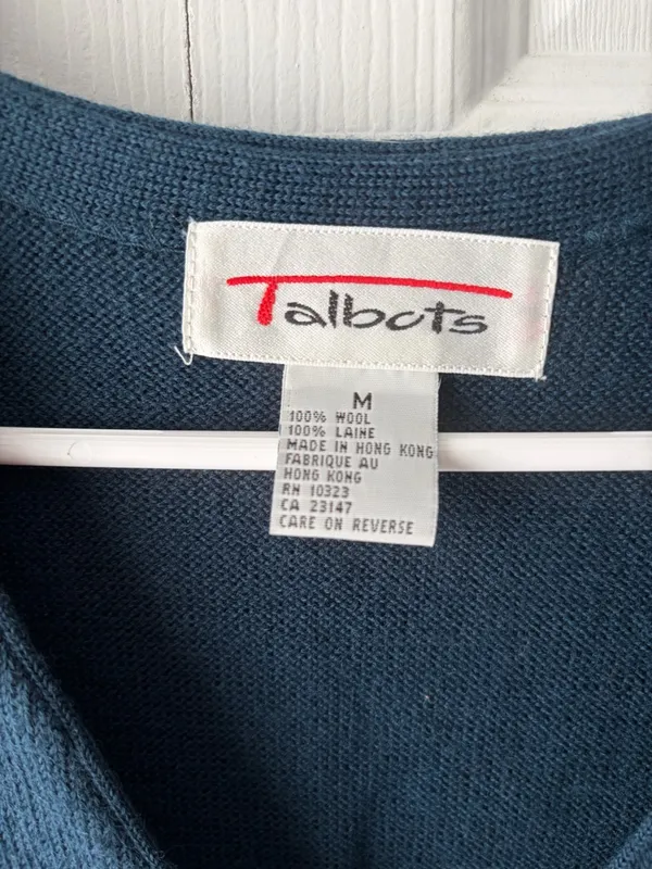 Talbots Teal Embroidered Floral Button-Front Vest - Image 2