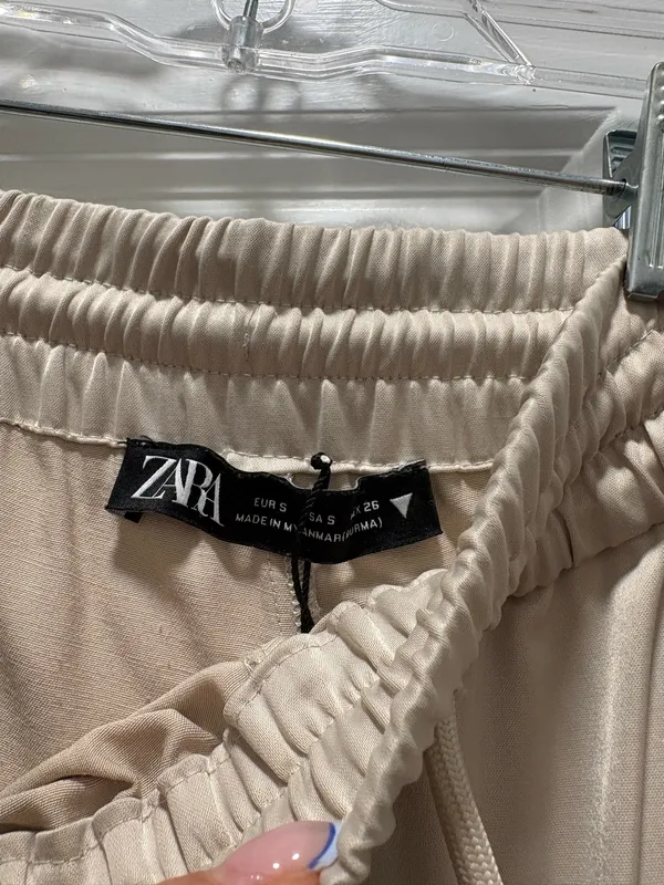 Zara Cream Satin Pants - Image 2
