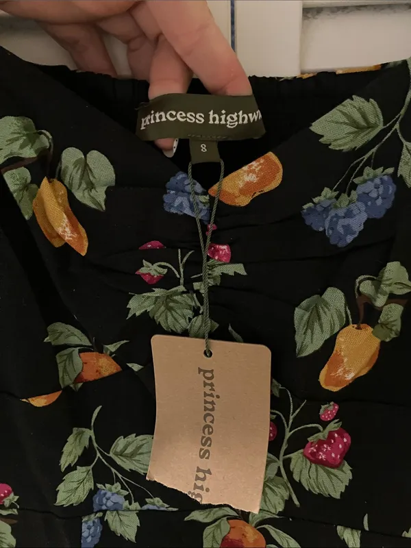 Princess Highway Black French Fruit Midi Dress Size Small NWT - Image 2