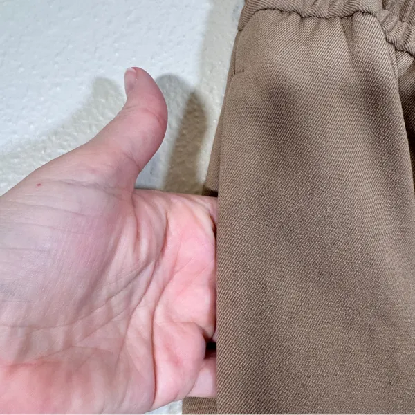 Zara Tan Straight Leg Drawstring Trouser Dress Pants Women’s S Casual Pull On - Image 11