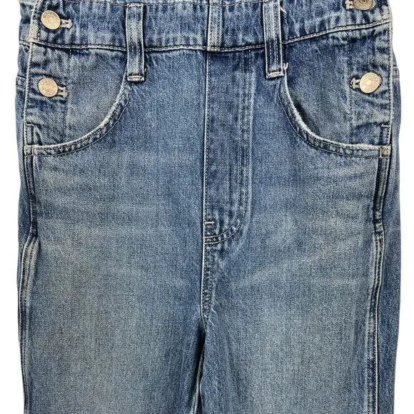 Madewell‎ Straight-Leg Jean Overalls XXS Hickory Wash Faded Denim Cropped Length - Image 10