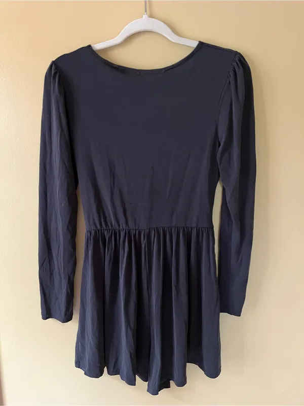 Women's Black Long-Sleeve Wrap Romper Dress - Image 5