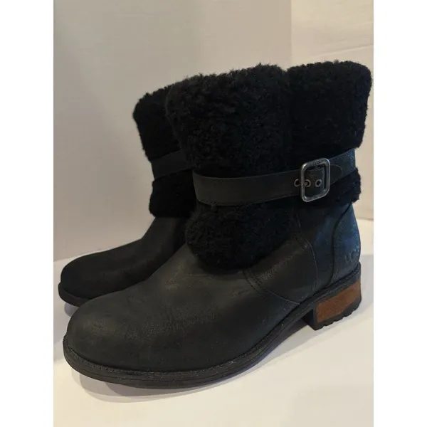 Ugg Blayre II Shearling Cuff Bootie Black Suede Size 8.5 - Image 2