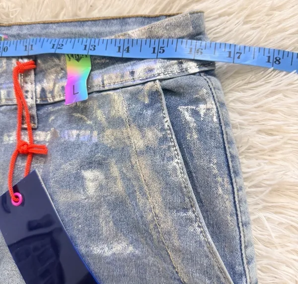 Vibrant M.I.U. Metallic Wide leg Cargo Denim Pants - NWT - Womens Size L 32”W - Image 12