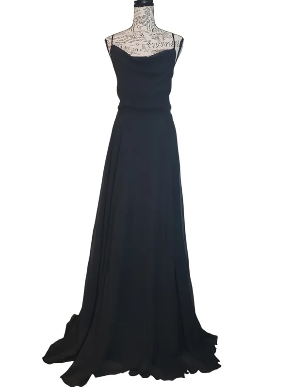 Lulus Romantically Speaking Black Cowl Lace-Up Maxi Dress Size M - Image 5