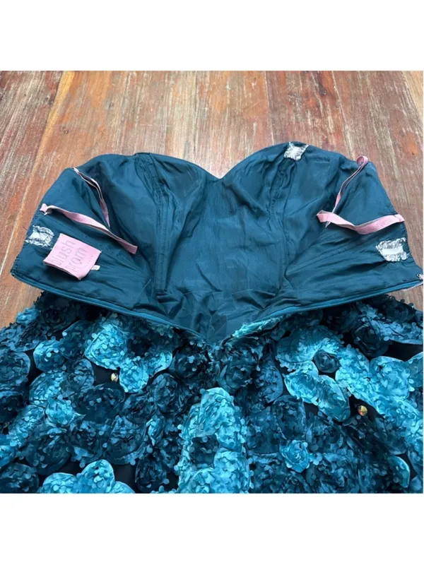 Blush Prom Teal Strapless Teacup Dress Size 12 - Image 14