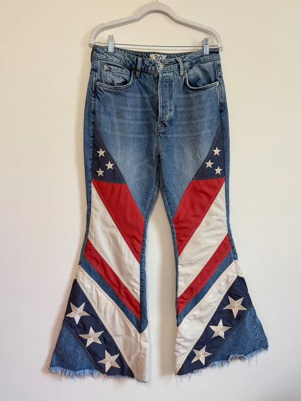 Free People Betsy USA Flare Jeans Flag RARE We the Free Size 30 Women’s NEW NWOT - Image 3