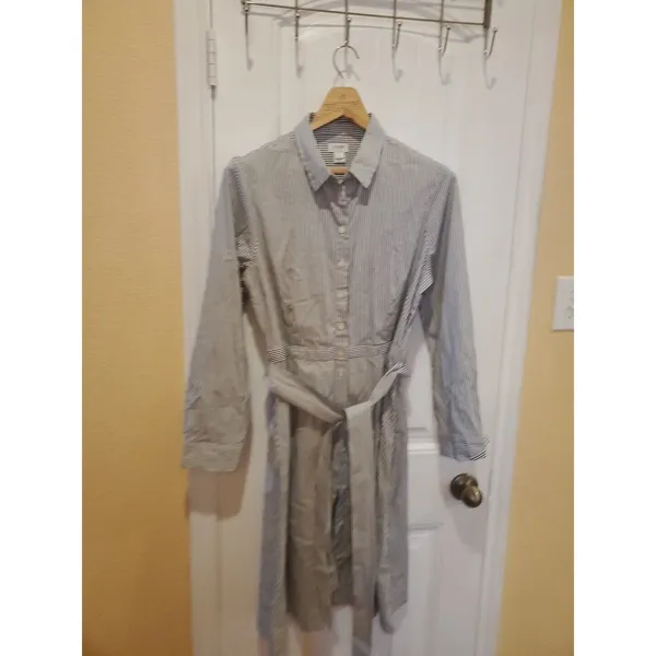 J crew Tie-waist Shirtdress In Stripe - Size 12 - Image 8