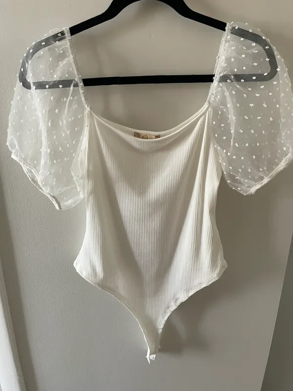 Altar'd State White Puff Sleeve Bodysuit - Image 3