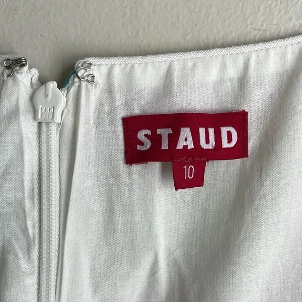 STAUD Sandra Linen Mini Dress Capri Tree - Image 6