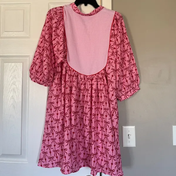 Simply Southern Pink Red Bow Midi Dress NEW NWT - Image 9