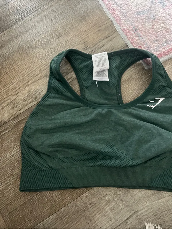 Gymshark Forest Green Seamless Racerback Sports Bra - Image 2