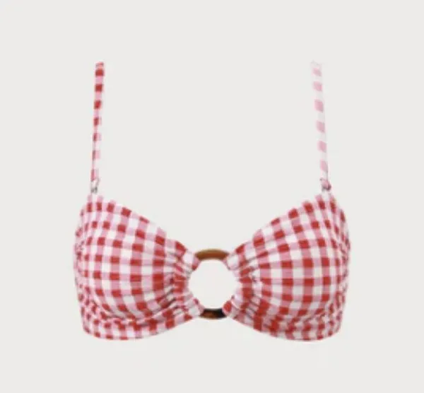 BERLOOK Red Plaid O-Ring Ruched Bikini Top AND Red Plaid Ruched Bikini Bottom 22 - Image 5