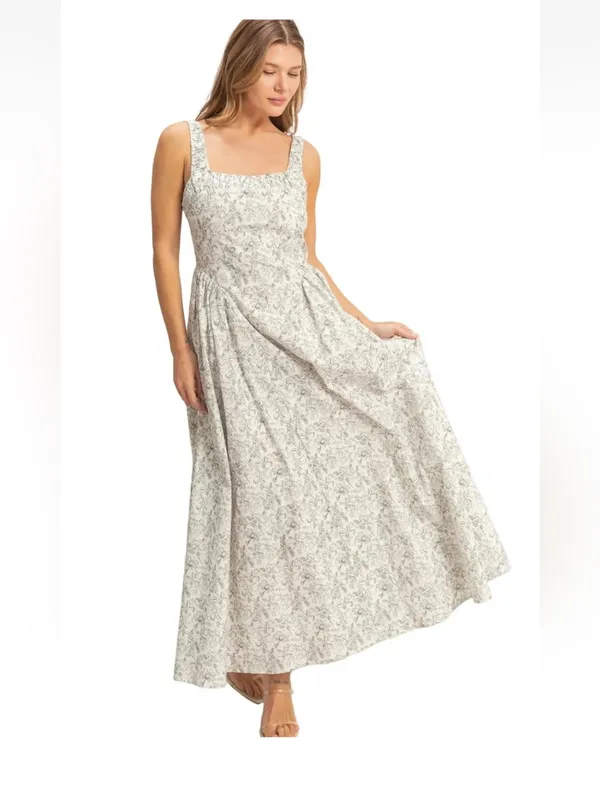 HYFVE Floral Smocked Maxi Dress – Cottagecore Romantic Summer Dress L - Image 2
