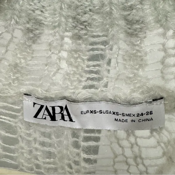 Zara Open Knit Crewneck Sweater‎ Light Gray XS-S 0021/107/406 - Image 7