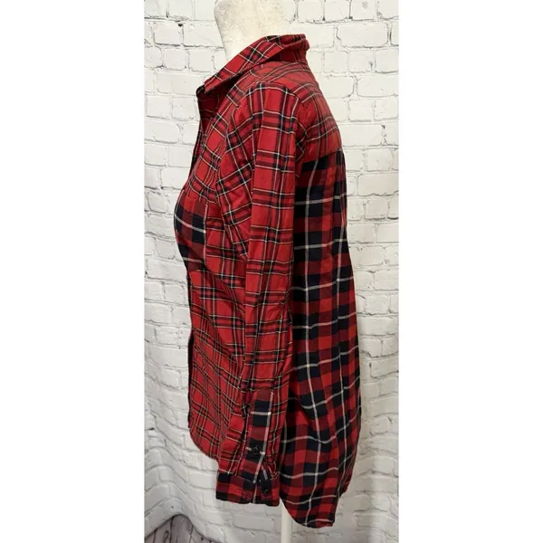 Madewell Classic Patchwork Plaid Ex-Boyfriend Shirt Red Cotton Size XS - Image 8