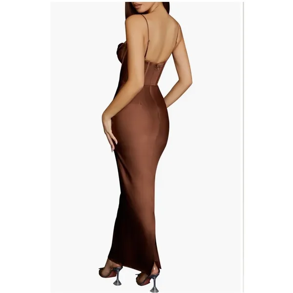 New!‎ House of CB Charmaine Corset Maxi Dress Brown Sz Large+ Cup $285 - Image 2