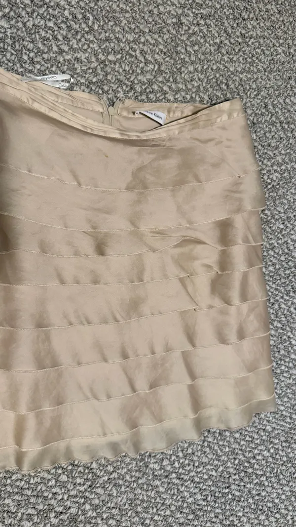 Tiered Satin Mini Skirt in Beige/gold Calvin Klein 4 - Image 3