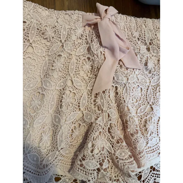 Torrid Blush Pink Floral Lace Scalloped Hem Shorts Size 1 Elastic Waist Tie - Image 9