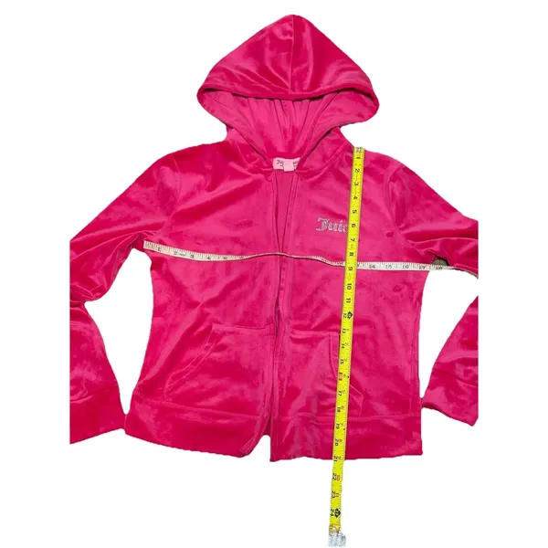 Juicy Couture Velour Zip Hoodie Pink Size S Zipper Broken Y2K - Image 4
