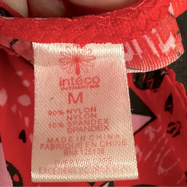 Inteco Intimates Red Pink Black Heart Love Babydoll Nightie Chemise Dress M - Image 11