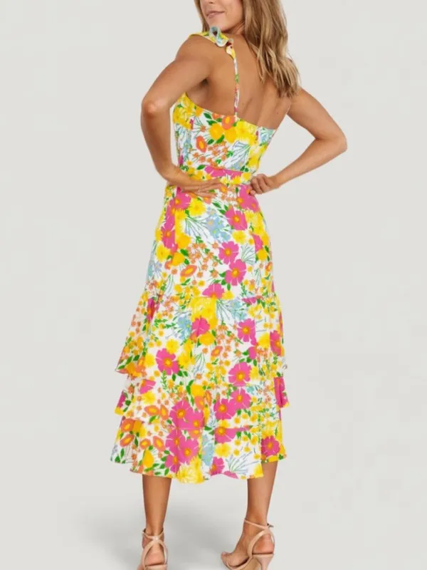 NWT Women’s Baltic Born Dani Ruffle Tiered Midi Dress | Multi Floral Size M - Image 3