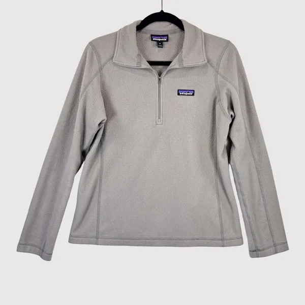 Patagonia Womens Jacket Gray Micro D 1/4 Zip Fleece Pullover Outdoor Medium - Image 2