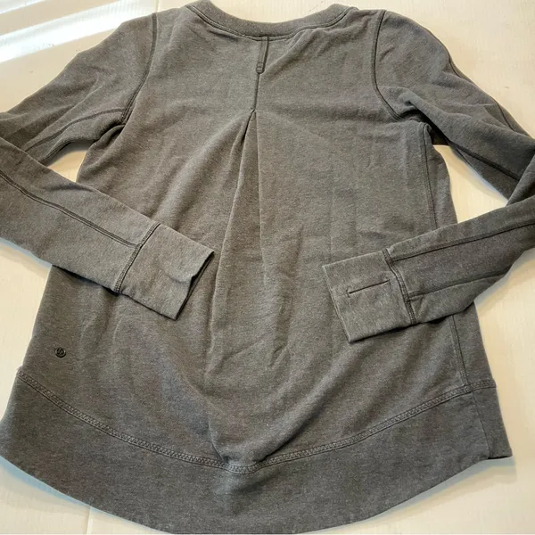 Lululemon Exhalation Pullover Heathered Black Women Sz 2/4 - Image 8