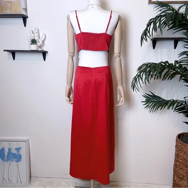 Elliatt Draped Collar Celebrate Cut out Dress Scarlet Red - Image 6