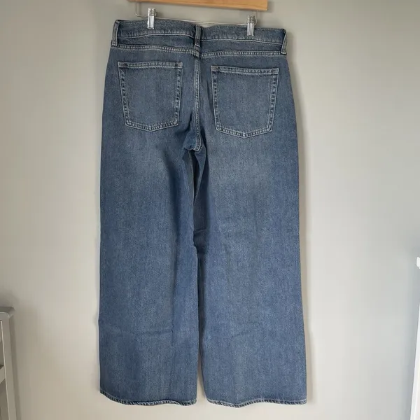 Old Navy Low Rise Baggy Wide Leg Denim Jeans Pants Cotton Blend Blue Size 12 - Image 2