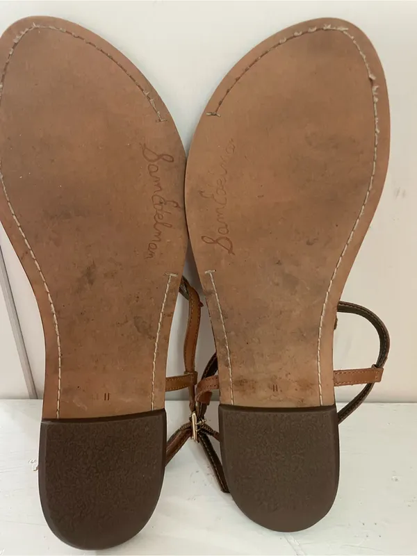Sam Edelman Classic Brown Leather T-Strap Women’s Sandals Size 11 - Image 3