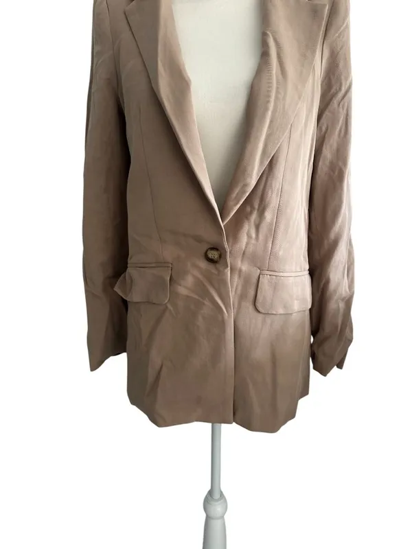 REFORMATION Tan Casual Blazer Jacket Size Medium - Image 3