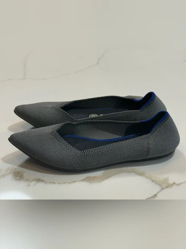 Rothy's The Point Cloud Grey Birdseye Pointed Toe Flat Size W8.5 - Image 14