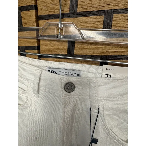 Zara‎ White Slim Flare Jeans Size 2 - Image 8