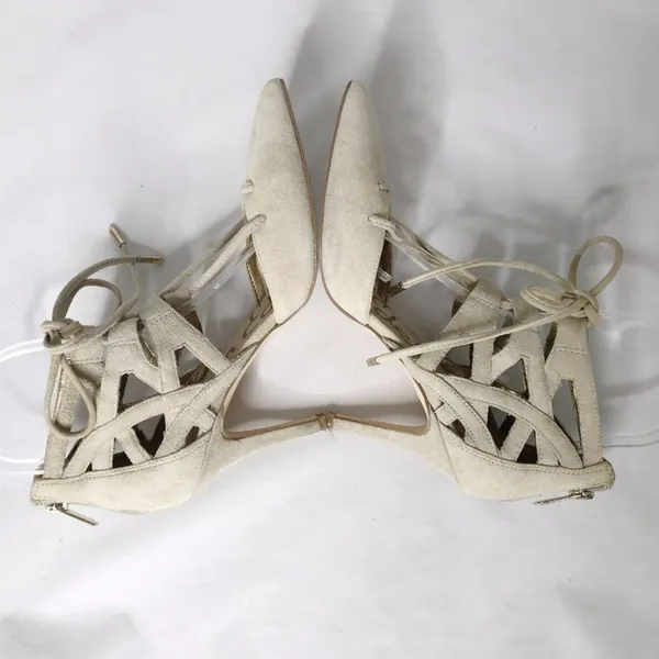 Sam Edelman Zavier Suede Lace-up Pumps Heels Shoes Bone Cream Women 6 - Image 5