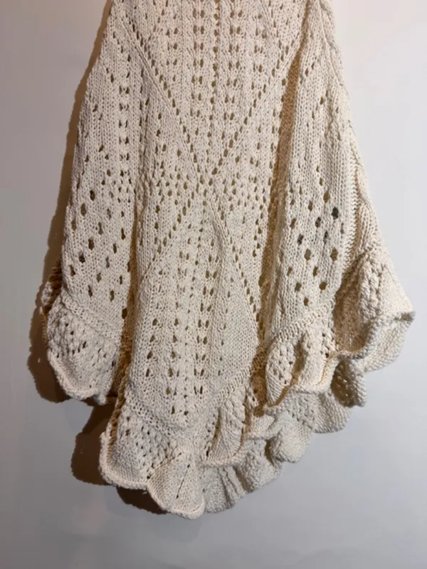 Free People Sea Song Sheer Crochet Knit Scalloped Longline Tank Top Size L - Image 5