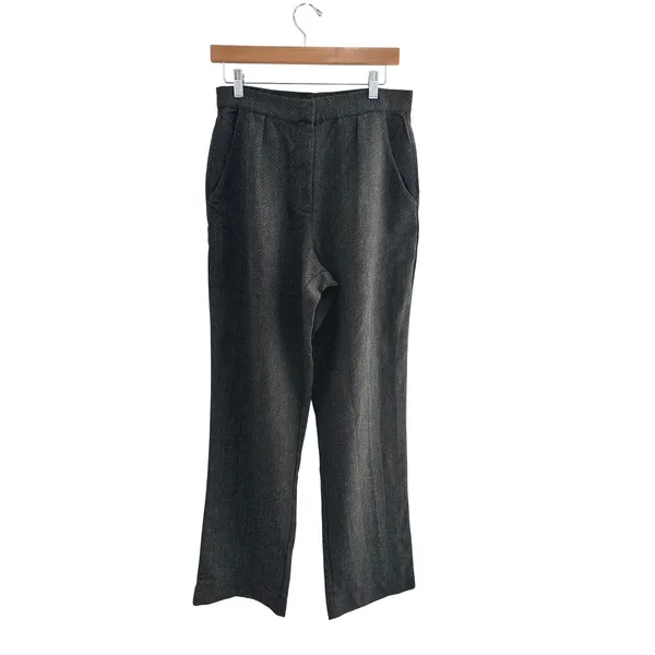 Rhythm Roadhouse Pants Herringbone Wide Leg Trousers Size 8 NWT Dark Gray - Image 2