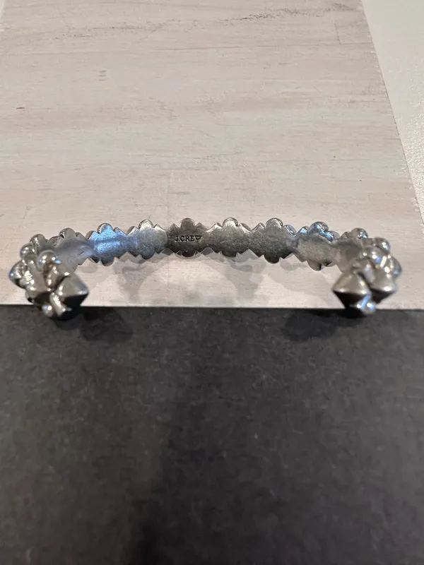 j.crew silver tone geometric floral cuff bracelet - Image 5