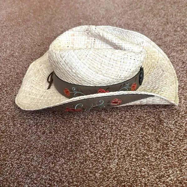 Kenny K Straw Hat Sm Embroidered Floral Western Festival Country Casual RM10L-E - Image 5