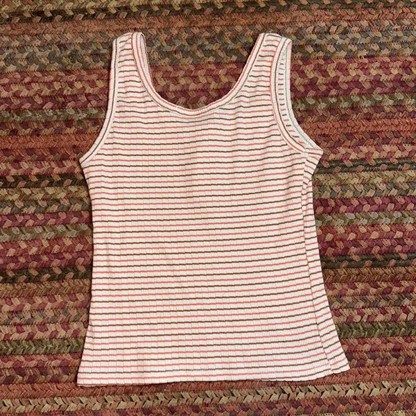 PINK & BROWN HENLEY STRIPE TANK TOP - Image 3