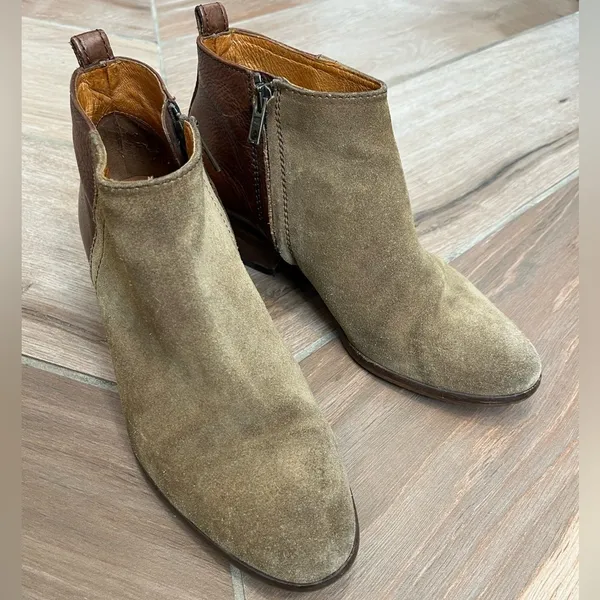 Madewell Cait Two Tone Leather Suede Zip Up Ankle Boots 7.5 Brown - Image 6