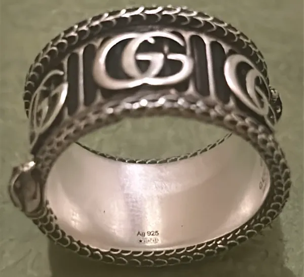 Silver Marmont Snake Ring with Double G AG925 - Image 3