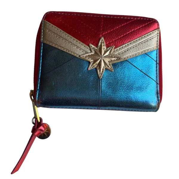 Loungefly x Marvel Purse Wallet Captain Marvel Metallic Logo Zip Around - Image 2
