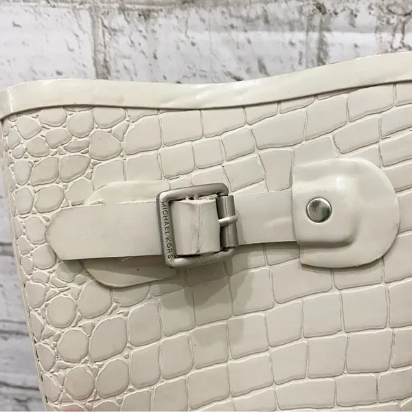 MICHAEL Michael Kors Beige Sand Textured Rubber Lugged Soles Rain Boots Size 8 - Image 12