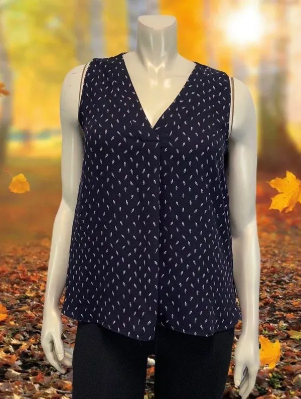 Ann Taylor Medium Sleeveless Top Blouse Blue - Image 7