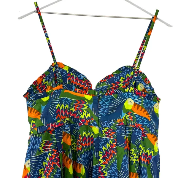 NWT Farm Rio Tropical Print Midi Dress Ruffle Bust Spaghetti Strap Size Small - Image 7